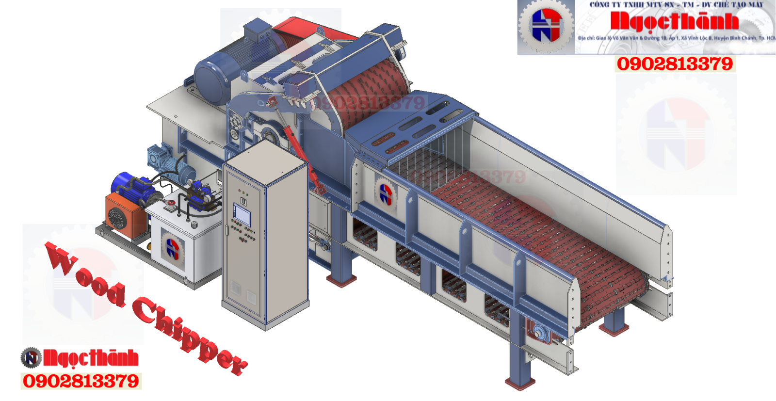 Máy băm gỗ dạng băm trống tự động Ngọc Thành